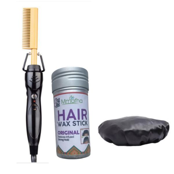 Hot Comb ,Wax Stick,Satin Bonnet