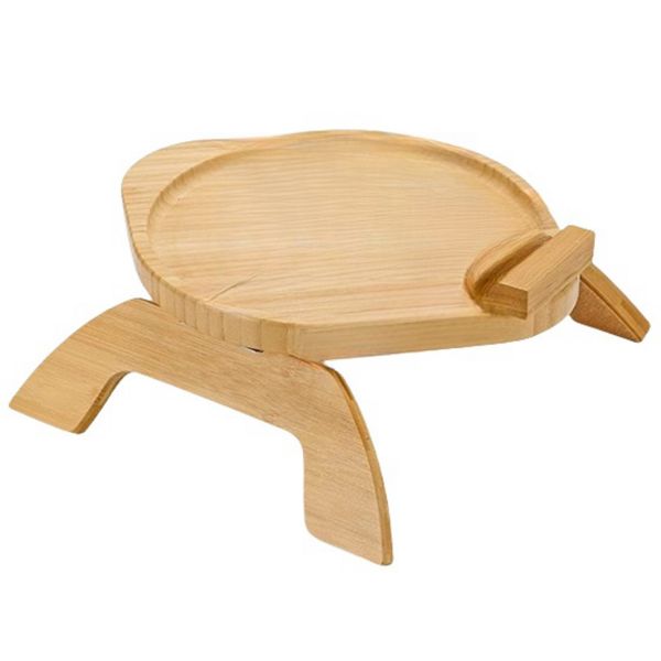 Bamboo Sofa Couch Arm Tray With 360 Phone Holder - Oval