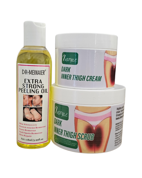 Dark Inner Thighs Brightening Cream, Scrub and Extra Strong Peeling Oil