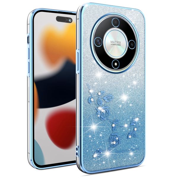 Phone Case Compatible With Honor X9a Flowers Diamond Shining Cover