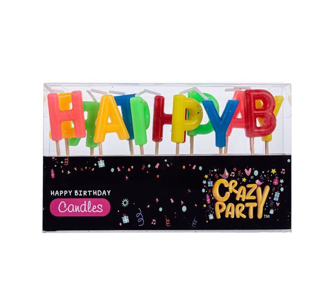 Candles - Happy Birthday - Assorted Colours - 13 Pieces - 12 Pack