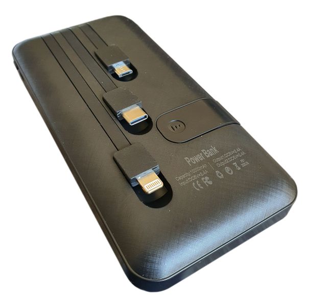 10000mAh Pure Capacity Power Bank With Type - C/ Micro/ Lighting Cables - B