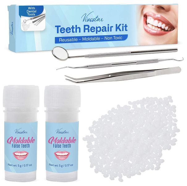Teeth Repair Kit, Moldable False Teeth, with Dental Tools