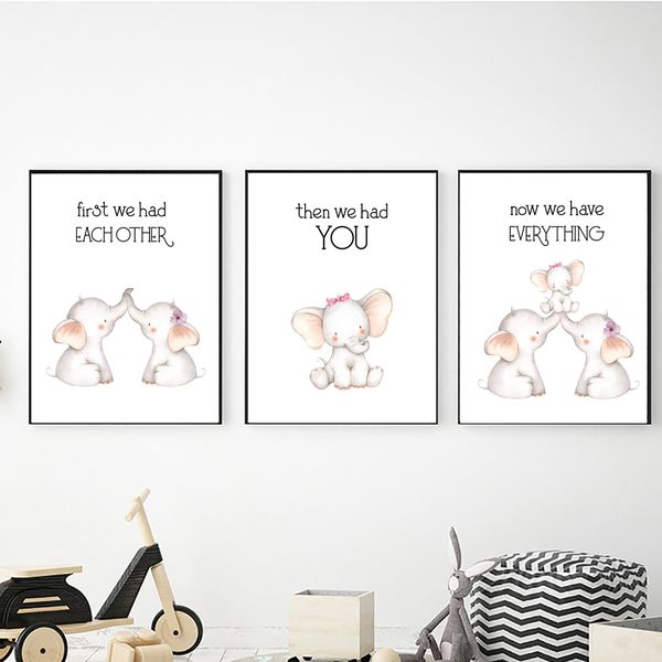 Ellies Now We Have You with Pink Bow - A2 - Canvas (3.5cm ) -Set Of 3