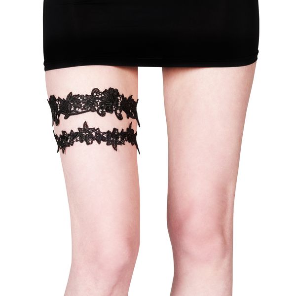 Ulc Lace Double Garters With Floral Embroidery P image