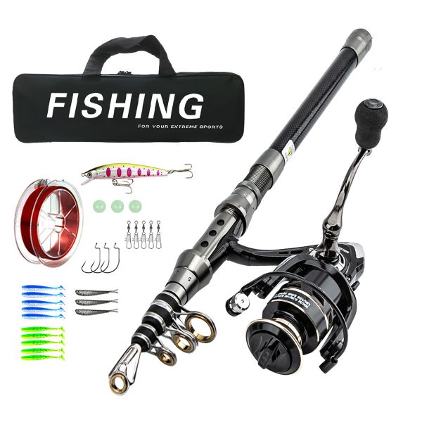 Telescopic Carbon Fiber Fishing Rod and Reel Combo - Fishing Kit 1.8-3m