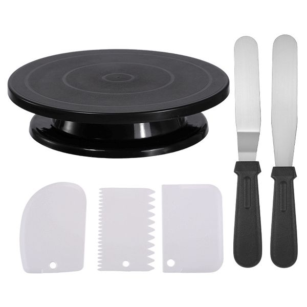6 Pieces Cake Turntable Set, 2 Spatulas and 3 Baking Scrapers, Supplies Kit
