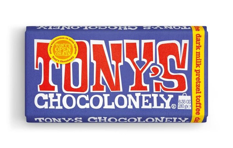Tony's Chocolonely - Dark Milk Chocolate Pretzel &amp; Toffee - 180g