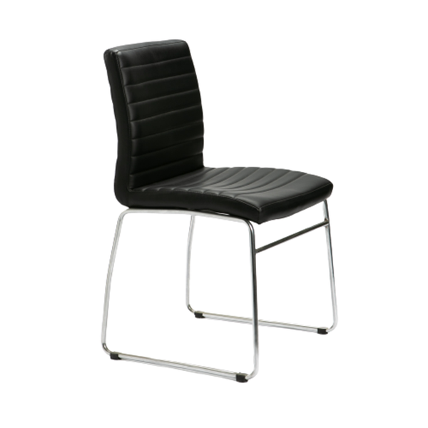 Mia Leather Touch Chrome Dining Chair - Black