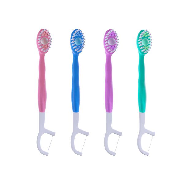 5 in 1 Mini Toothbrush with Toothpaste Floss Pick Tongue Scraper 12 Pack