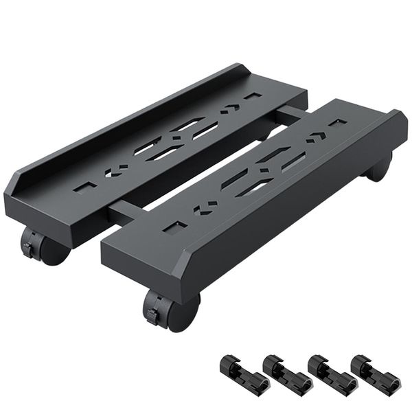 Adjustable Computer PC Tower Stand Holder with 4 Wheels &amp; 4 Cable Managers