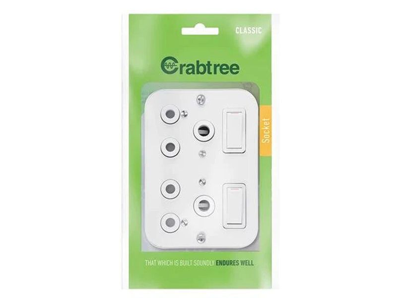 Crabtree Classic Industrial 16A Double Switched Socket on Metal Surface Box