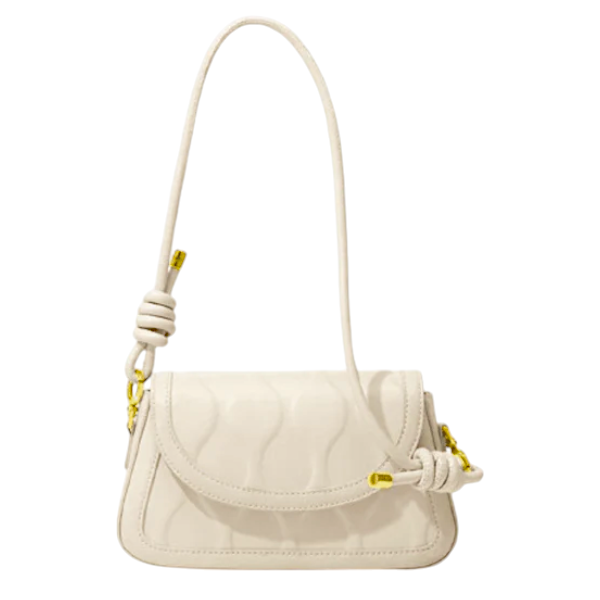 Puffed Design PU Leather Shoulder Bag - Cream