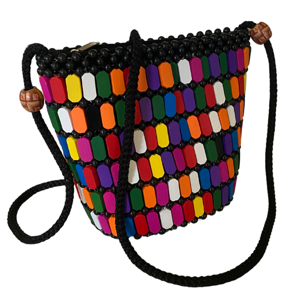 Colourful Beeded Crossbody Purse, HandCrafted by woodly