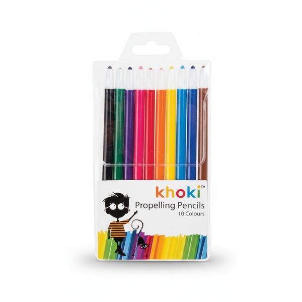 Khoki Thick Retractable Crayons Set - 10 Piece Multicolored Art Supplies