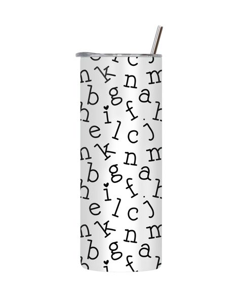 Alphabet 20 Oz Tumbler with Lid Straw Trendy Back To School Graphic Gift252