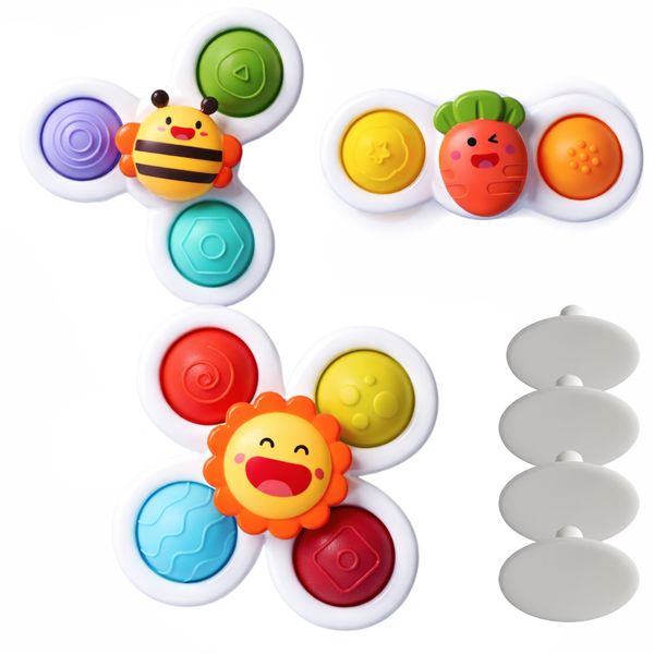 Bestby-3-piece Baby Sensory Fidget Spinner Toy with Suction Cups(6 Months+)