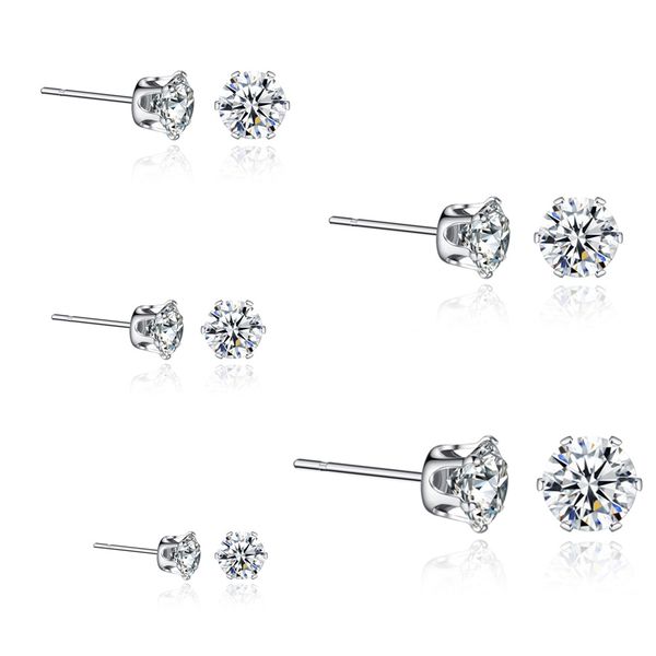 5x Pristina 6 Claw Zircon Stud Earrings Zirconia Earrings 3, 4, 5, 6, 7mm