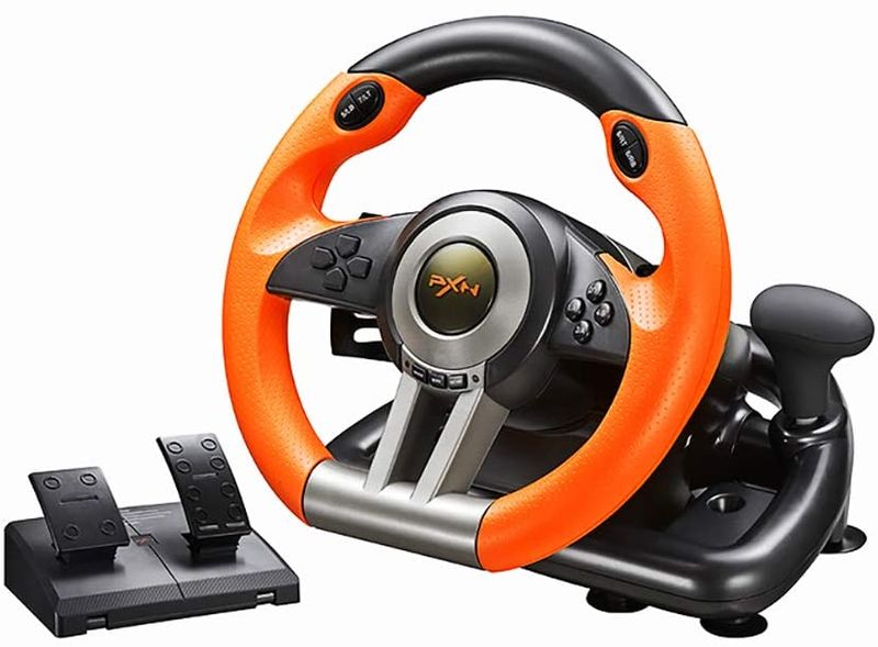 PC Racing Wheel 180° Universal USB Car Sim Race Steering Wheel with Pedals