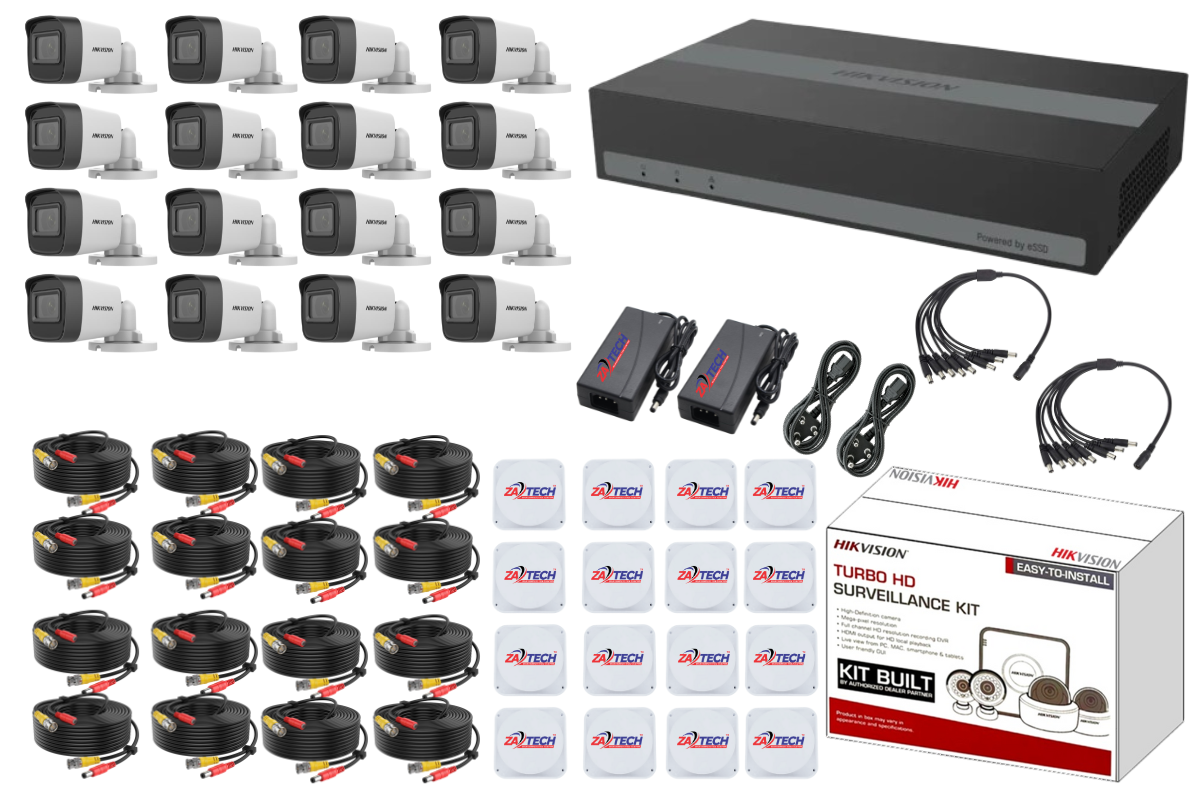 Hikvision 16CH CCTV Kit with eSSD DVR, 2MP Cameras & 20m Cables