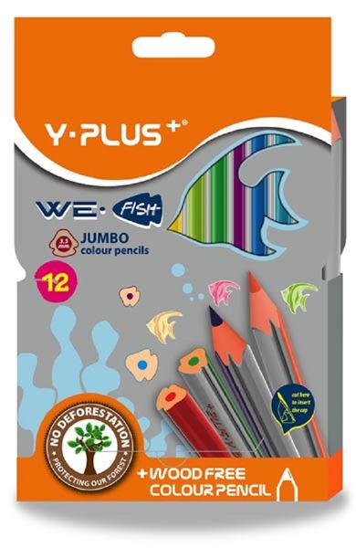 Y-Plus We Fish Jumbo Colouring Pencils Tri-Grip 12's