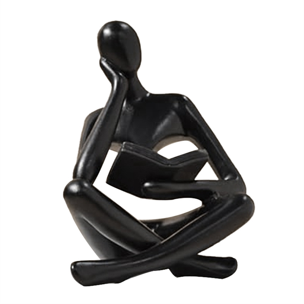 Black Thinkers Resin Statue Reading Ornament B