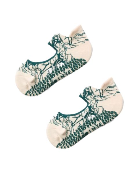 Non Slip Grip Socks for Barre, Yoga, Pilates, Rebounding (M/L) Marble Cream