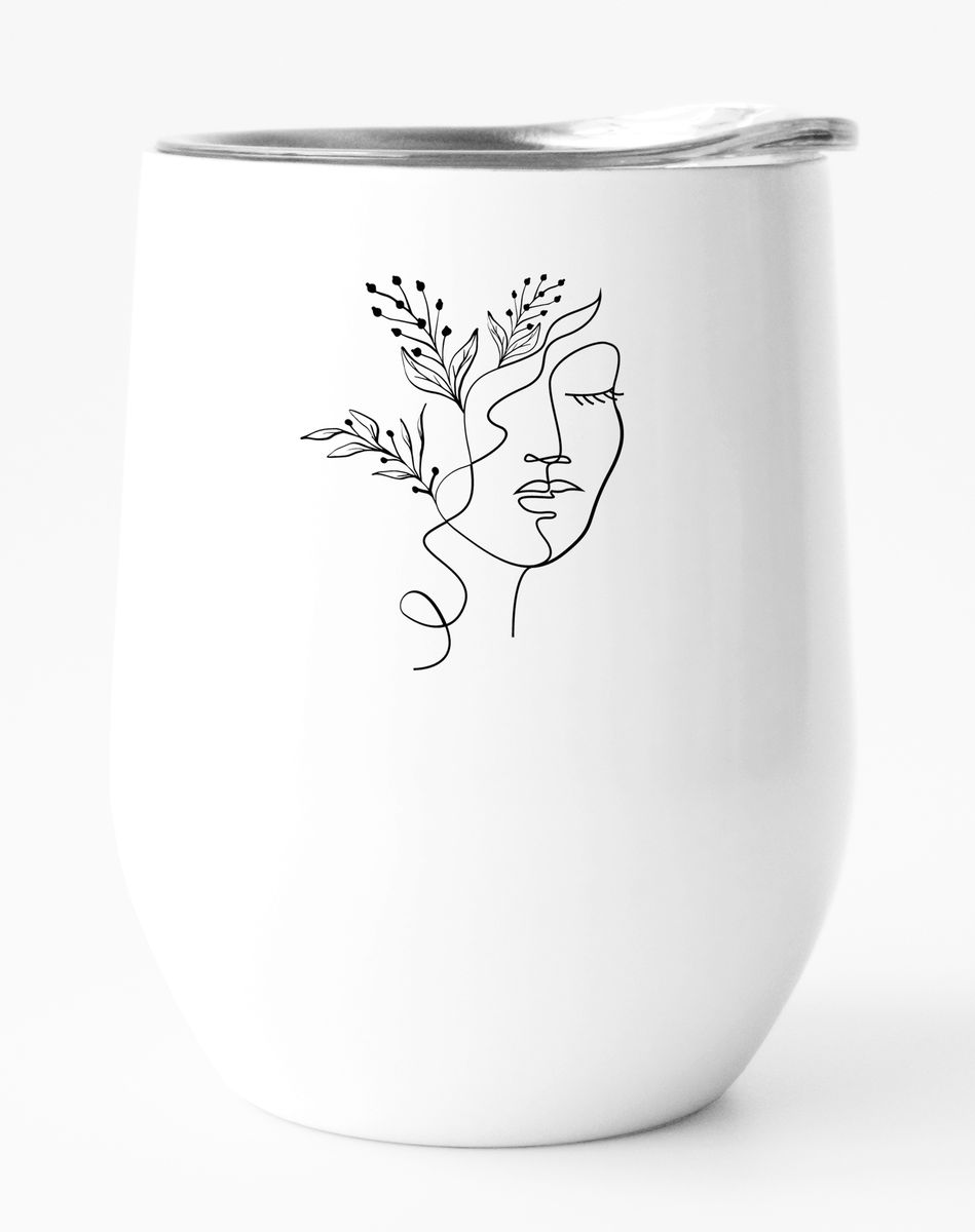 Stainless Steel Double Wall Tumbler Floral Face line drawing Shop