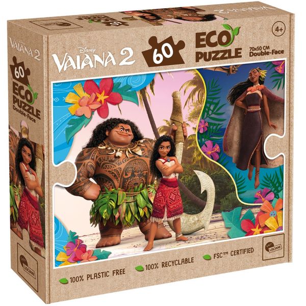 Lisciani 60 Piece Double Face Puzzle - Disney Moana 2 Colouring Fun!