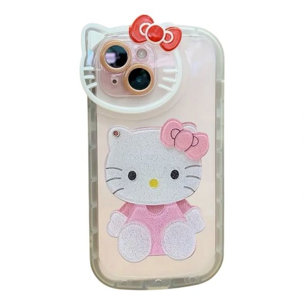 3D KT Cat Makeup Mirror Phone Case Compatible With Iphone 15 Pro Max