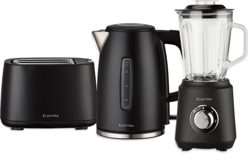 Elektra Kettle, Toaster and Blender Breakfast Set - Black