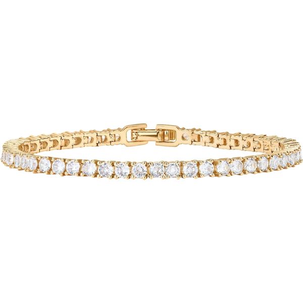 Women's 14K Gold Plated 3mm Cubic Zirconia Classic Bracelet