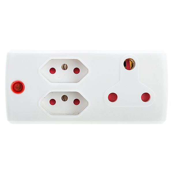 Adaptor - 1 x 16 Amp - 2 x 5 Amp - E/Mate - White - 5 Pack