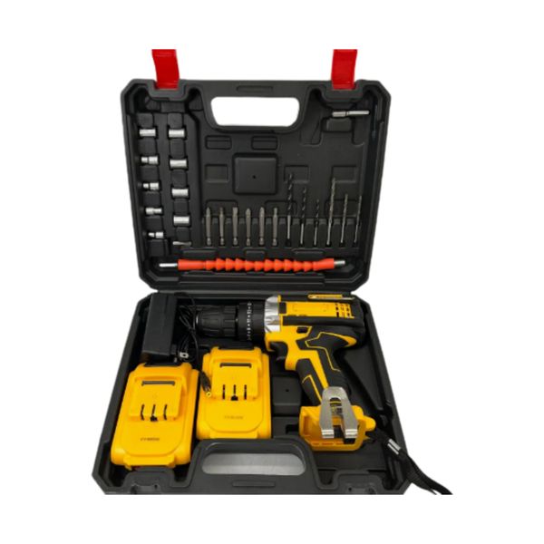 21V Yellow Brushed Electric Drill - Cordless Power Tool for Home &amp; DIY