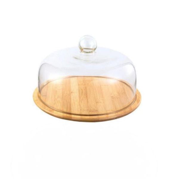 Elegant Cake Dome Food Cover with Wooden Base