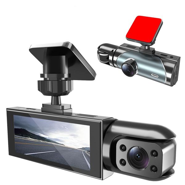 Multifunctional 3-Channel FHD Dual-Lens Dash Cam W/ Rotating View
