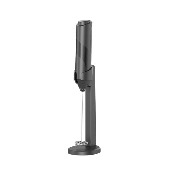 Premium Handheld Electric Milk Frother with Storage Stand - Black