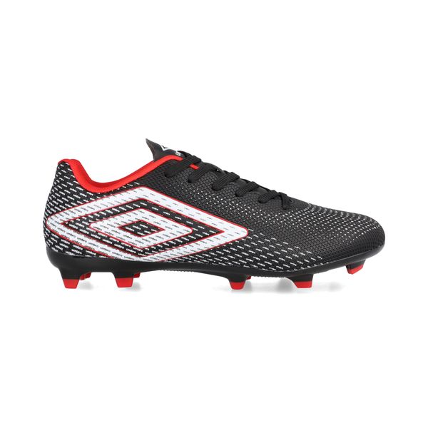 Umbro Junior Aurora II LO FG Soccer Boots - Black/White/Fire Whirl/Silver