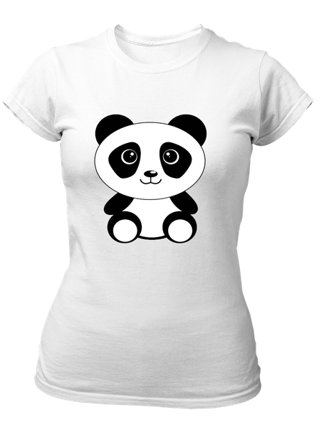 PepperSt Ladies White T-Shirt - Black Panda