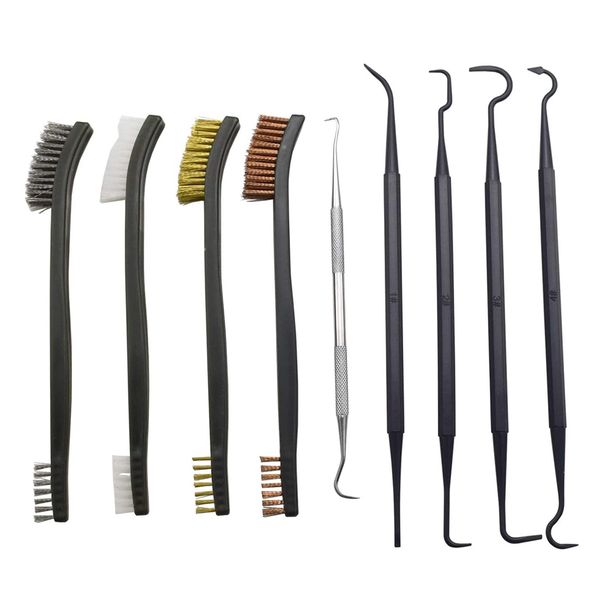 9-In-1 Double Ended Brass Copper Nylon Steel Brush &amp; Metal Picks Set
