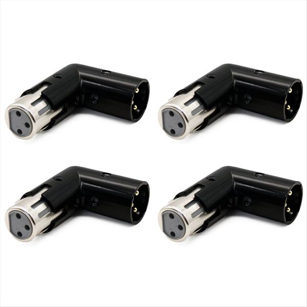 4 Pcs 3Pin Xlr Angle Adapter Male To Female Xlr 90 Degree Adapter