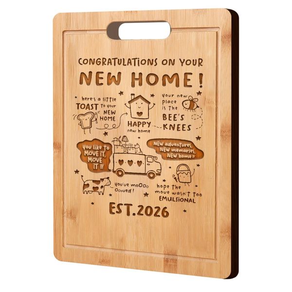 Laser Engraved Bamboo Cutting Board 2026 Gifts for New Home Kitchen Decor