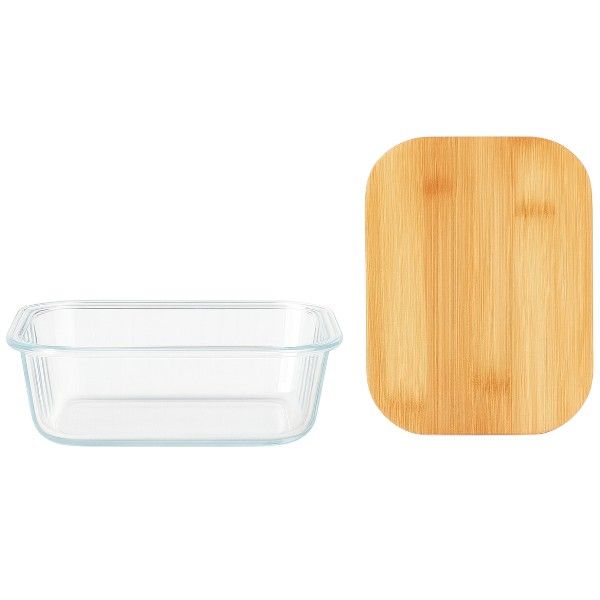 Glass Food Storage Container with Bamboo Lid - Transparent
