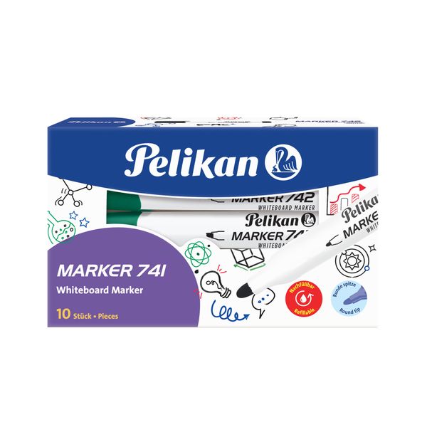 Pelikan Whiteboard Marker 741 Green 10 pcs. in folding box