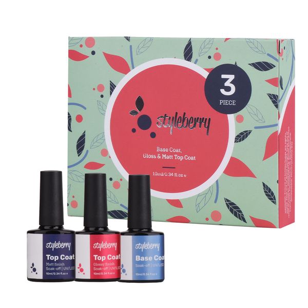 Styleberry Essential 3 Piece Base Coat, Gloss and Matte Top Coat Set