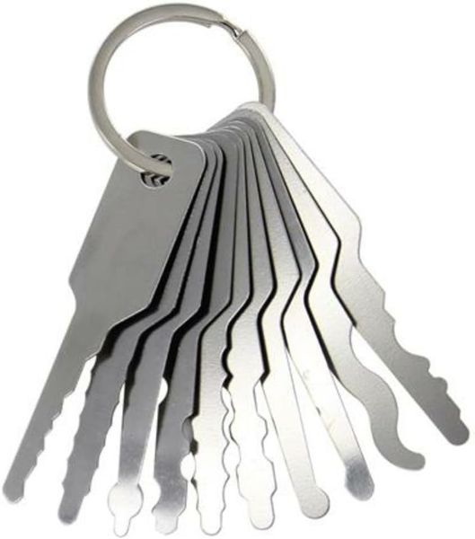 Stainless Steel Jiggler Key Lock Pick Keys for Double Sided Lock - 10 Pack