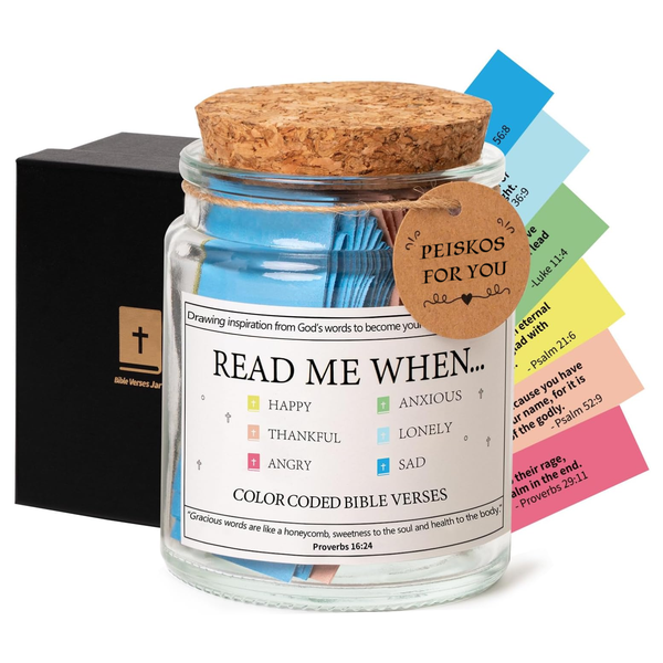 PEISKOS Bible Verse Jar Scripture Prayer Cards Hope Jar Christian Gifts