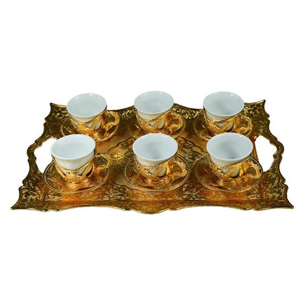 9 Piece Vintage Elegant Fancy Turkish Coffee Cup Set