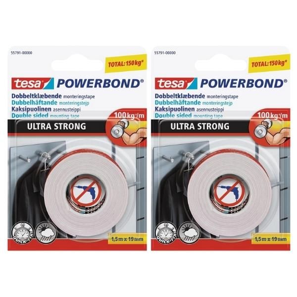 Tesa Double Sided Mounting Tape 19mm x 1.5m Ultra Strong Pack of 2 Buy Online in South