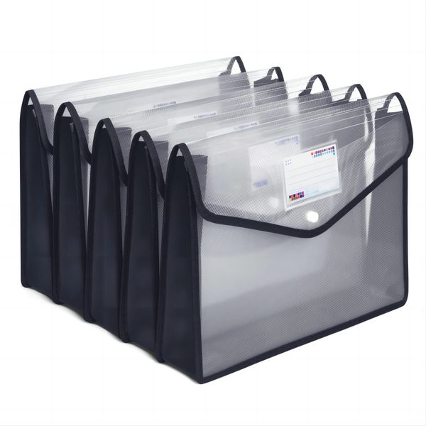Plastic File Folders, Waterproof Transparent Expandable File Organiser
